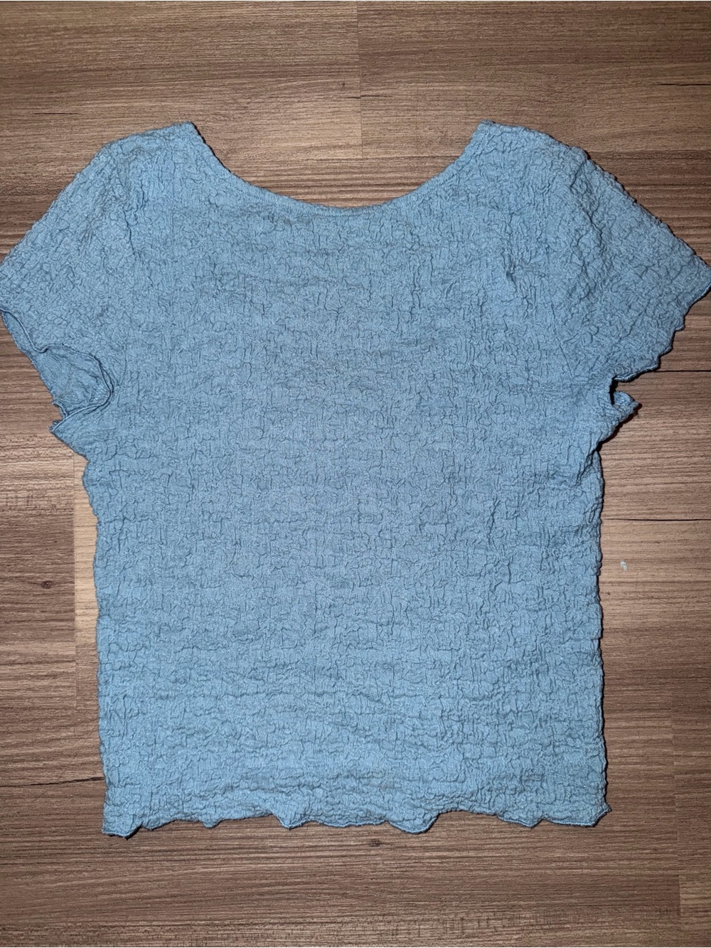 Women’s Light Blue Textured Short Sleeve Top